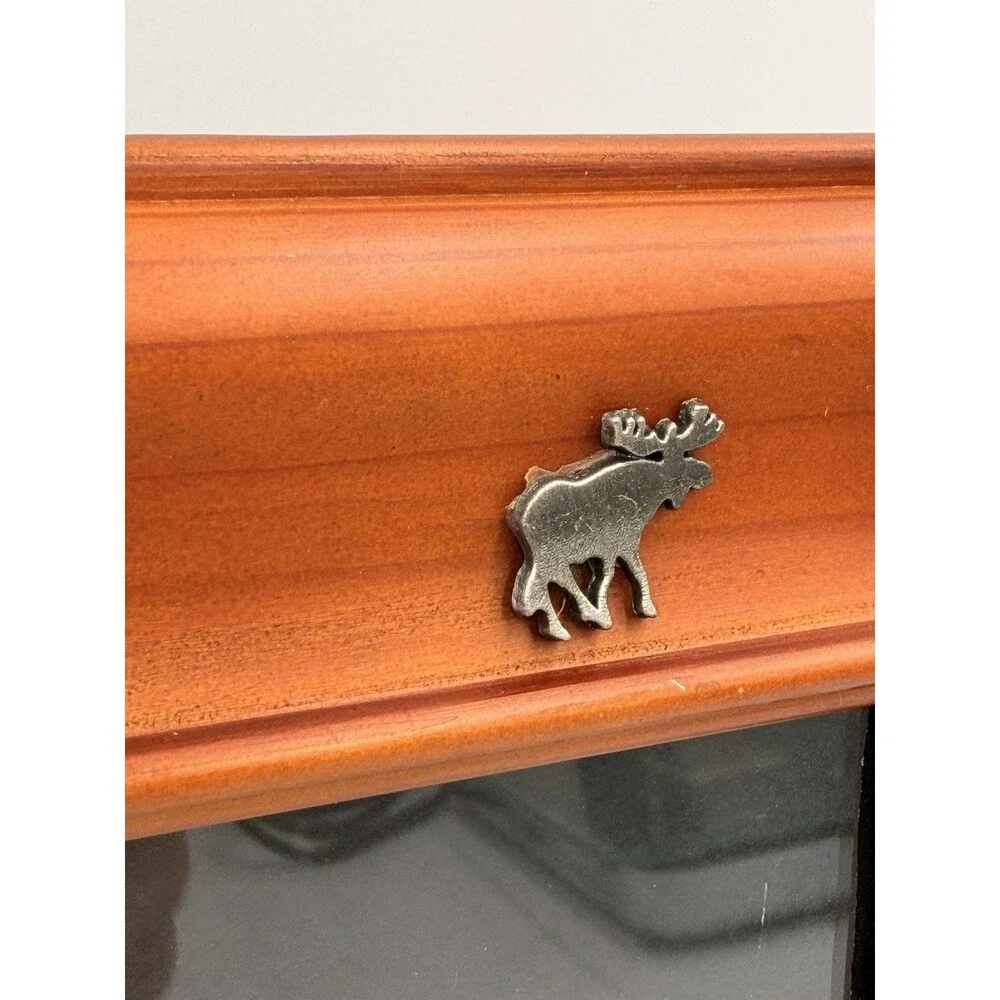 Rustic Wood Moose Picture Frame 9x7 Cabin Lodge Woodland Pewter Wildlife Decor